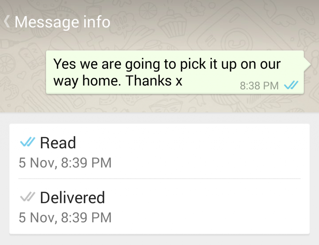 WhatsApp message info