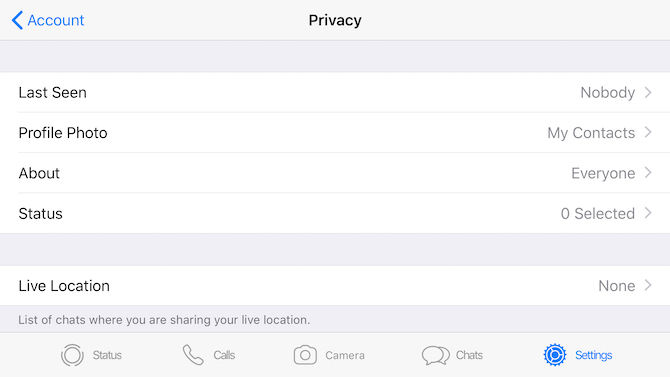 Hide WhatsApp profile details
