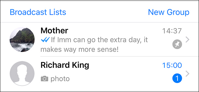 Pin chats in WhatsApp